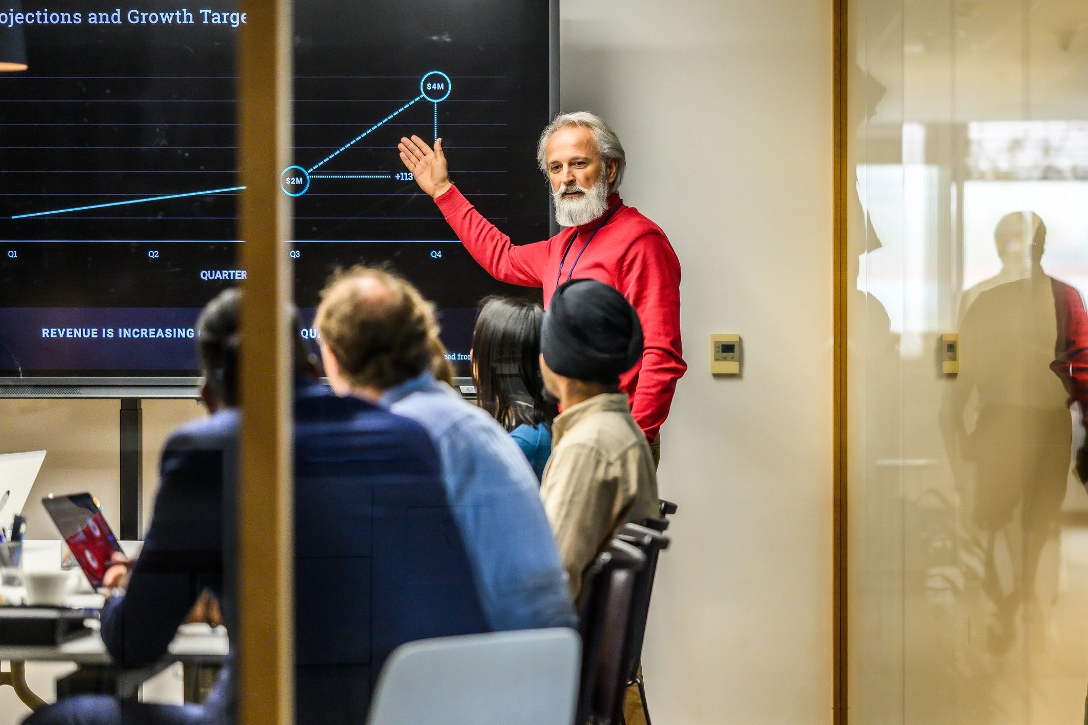 Instructor leading a professional training presentation